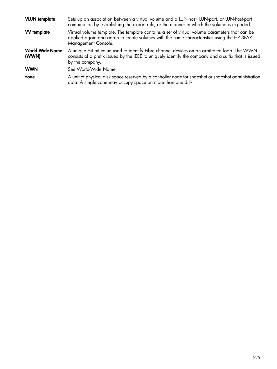 HP 3PAR Operating System Software User Manual | Page 525 / 525