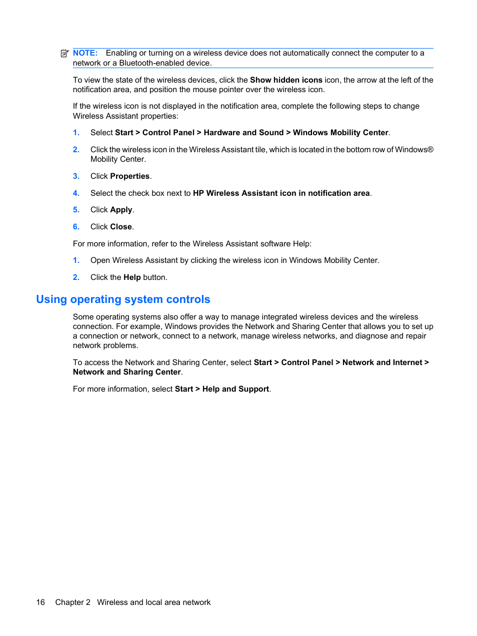 Using operating system controls | HP Pavilion dv3-2202tu Entertainment Notebook PC User Manual | Page 26 / 138