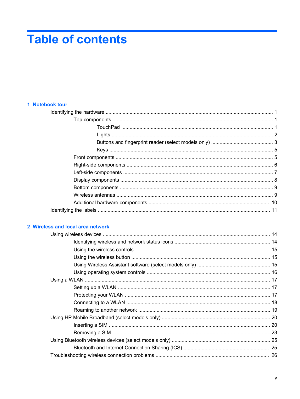 HP Pavilion dv3-2202tu Entertainment Notebook PC User Manual | Page 5 / 138