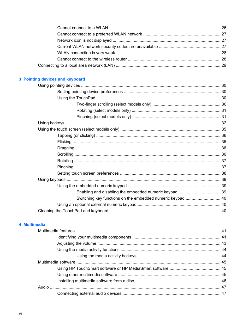 HP Pavilion dv3-2202tu Entertainment Notebook PC User Manual | Page 6 / 138