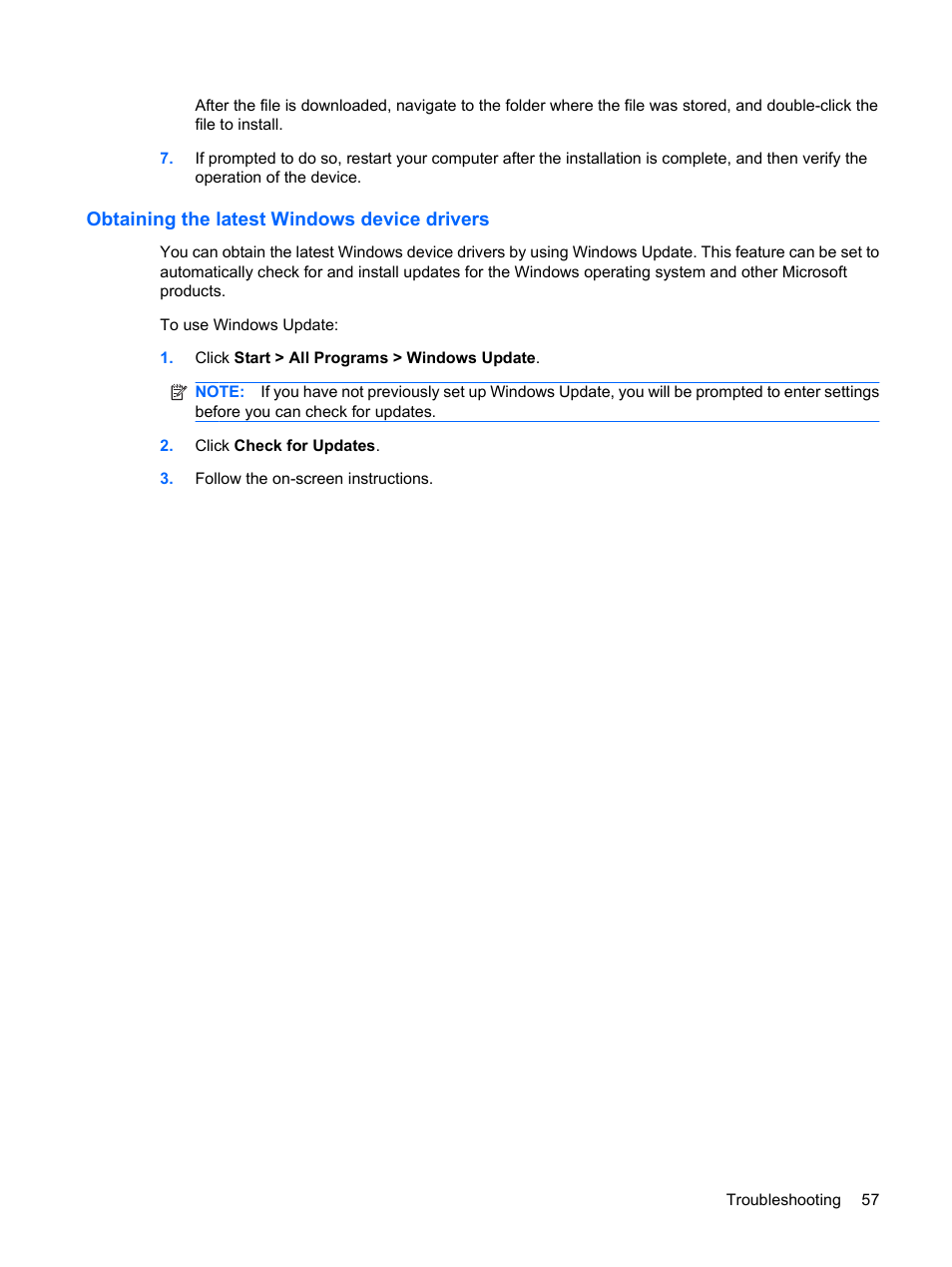 Obtaining the latest windows device drivers | HP Pavilion dv3-2202tu Entertainment Notebook PC User Manual | Page 67 / 138