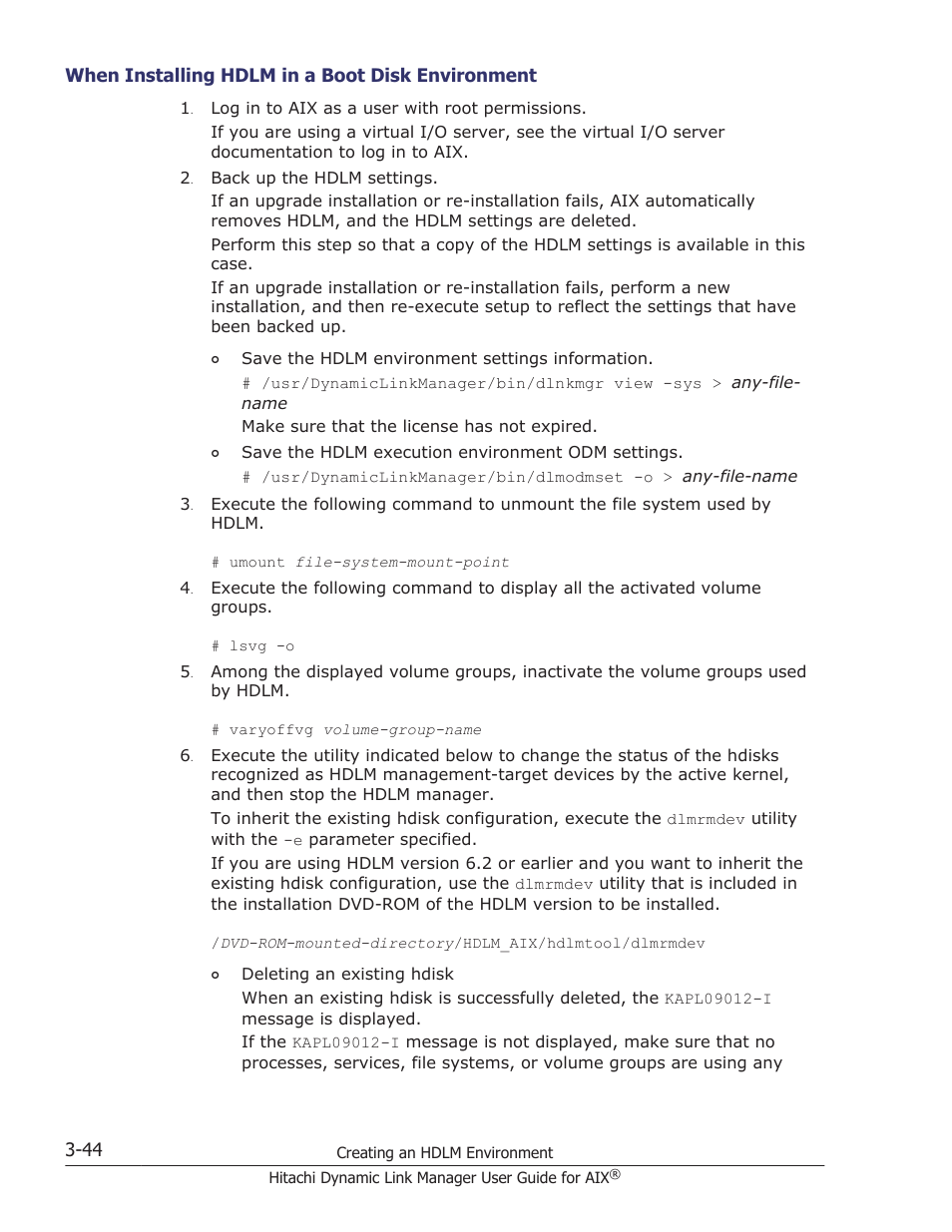 When installing hdlm in a boot disk environment | HP XP P9500 Storage User Manual | Page 110 / 494