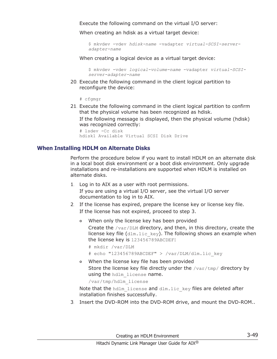 When installing hdlm on alternate disks -49 | HP XP P9500 Storage User Manual | Page 115 / 494