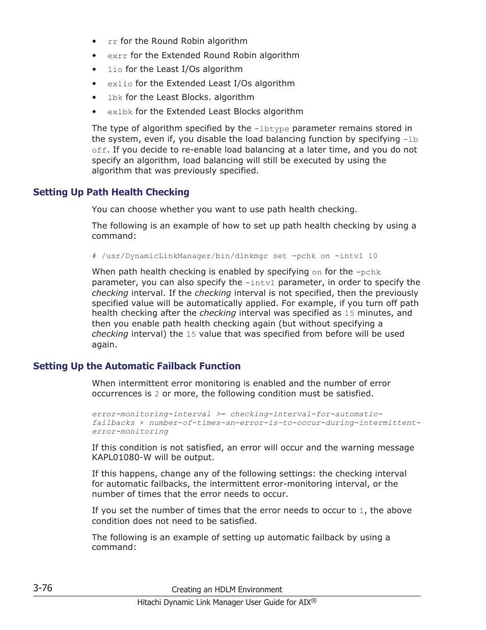 Setting up path health checking -76, Setting up the automatic failback function -76 | HP XP P9500 Storage User Manual | Page 142 / 494