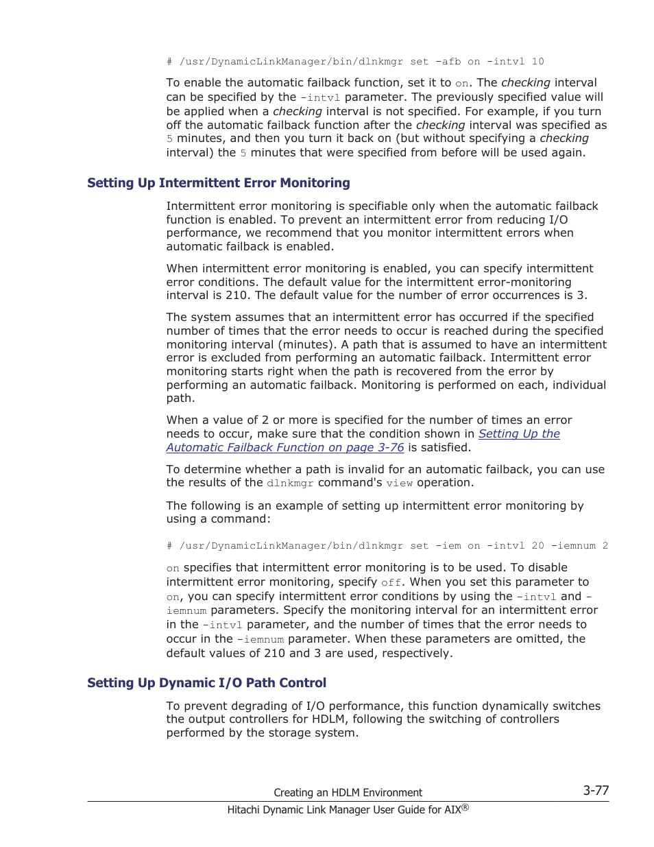 Setting up intermittent error monitoring -77, Setting up dynamic i/o path control -77 | HP XP P9500 Storage User Manual | Page 143 / 494