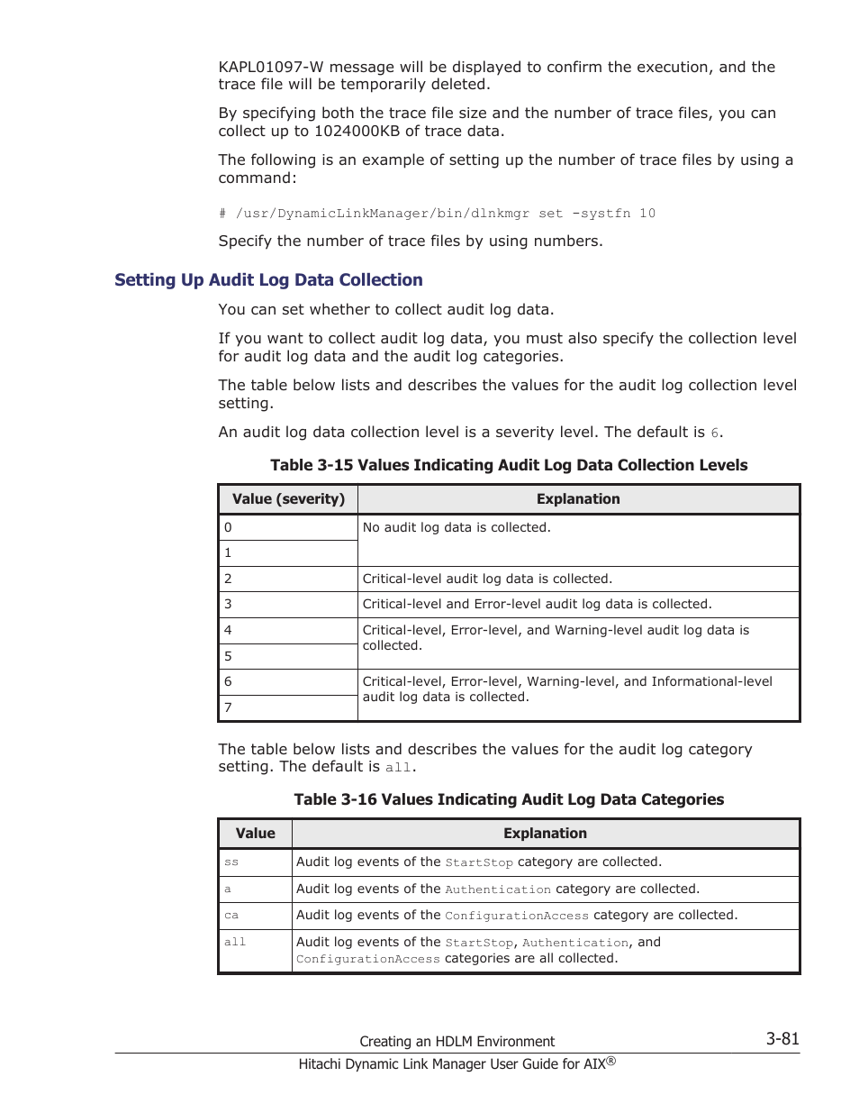 Setting up audit log data collection -81 | HP XP P9500 Storage User Manual | Page 147 / 494