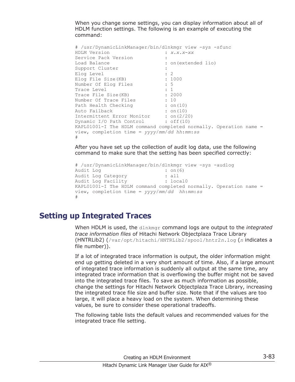 Setting up integrated traces, Setting up integrated traces -83 | HP XP P9500 Storage User Manual | Page 149 / 494