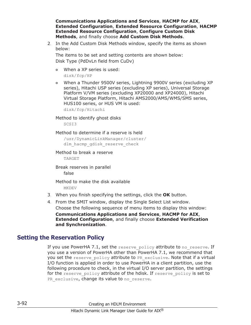 Setting the reservation policy, Setting the reservation policy -92 | HP XP P9500 Storage User Manual | Page 158 / 494