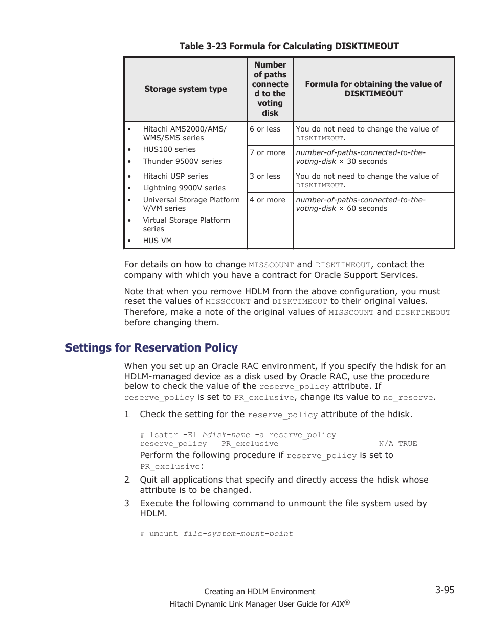 Settings for reservation policy, Settings for reservation policy -95 | HP XP P9500 Storage User Manual | Page 161 / 494