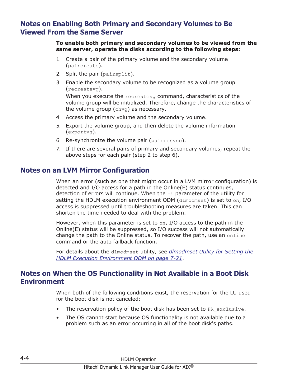 Notes on an lvm mirror configuration, Same server -4, Notes on an lvm mirror configuration -4 | HP XP P9500 Storage User Manual | Page 176 / 494