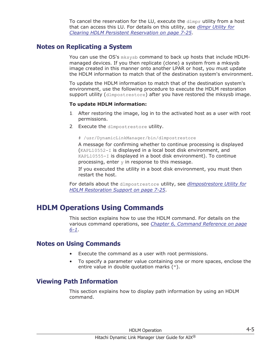 Notes on replicating a system, Hdlm operations using commands, Notes on using commands | Viewing path information, Notes on replicating a system -5, Hdlm operations using commands -5, Notes on using commands -5, Viewing path information -5 | HP XP P9500 Storage User Manual | Page 177 / 494