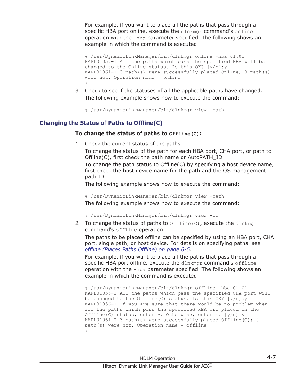 Changing the status of paths to offline(c) -7 | HP XP P9500 Storage User Manual | Page 179 / 494