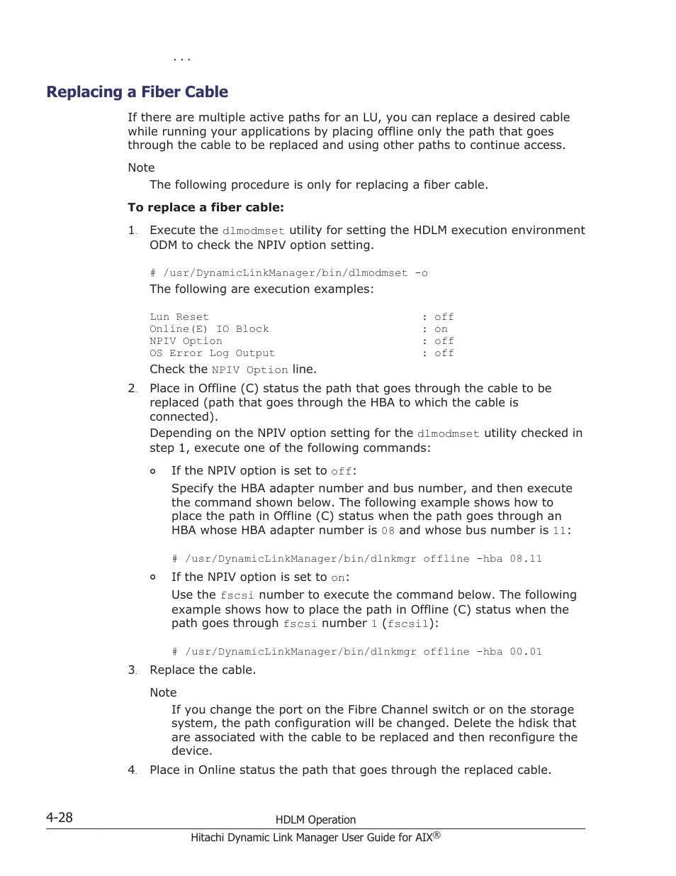 Replacing a fiber cable, Replacing a fiber cable -28 | HP XP P9500 Storage User Manual | Page 200 / 494