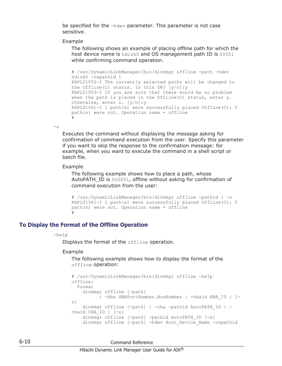 To display the format of the offline operation -10 | HP XP P9500 Storage User Manual | Page 222 / 494
