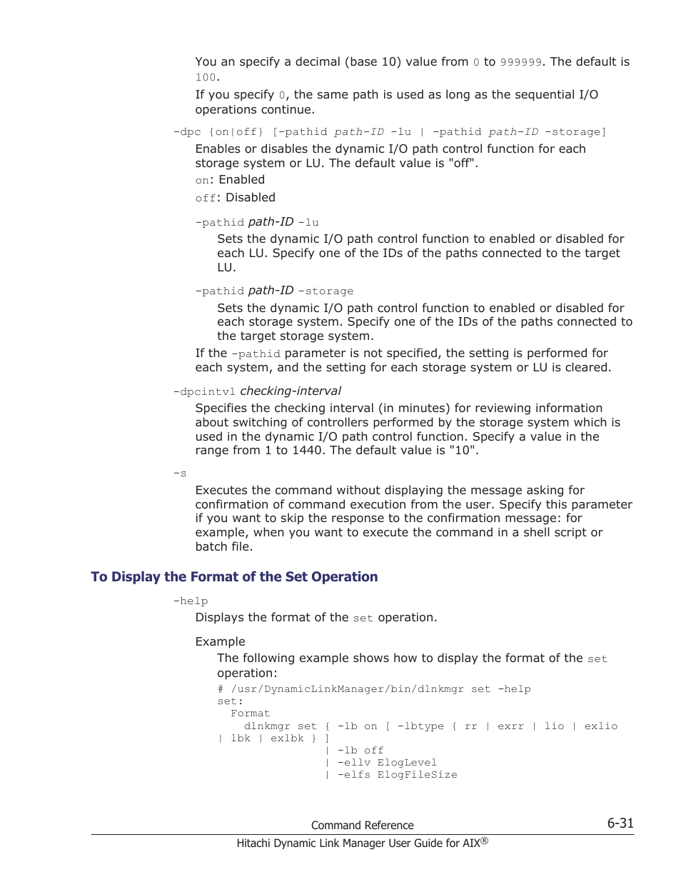 To display the format of the set operation -31 | HP XP P9500 Storage User Manual | Page 243 / 494