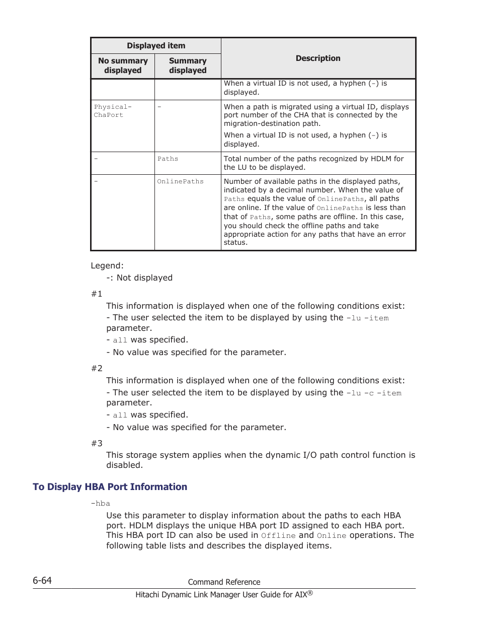 To display hba port information -64, Port ids, see | HP XP P9500 Storage User Manual | Page 276 / 494