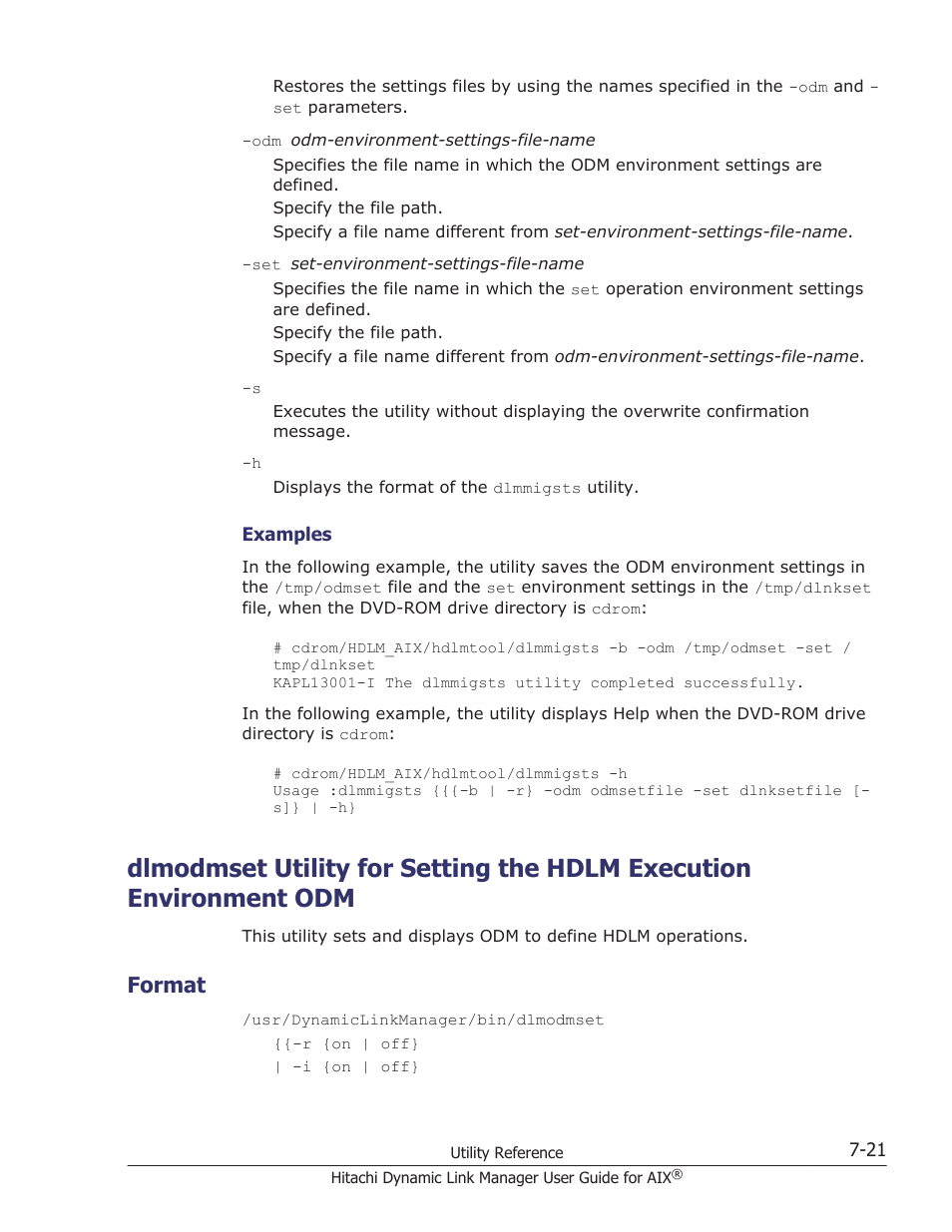 Format, Format -21, Utility, see | Dlmodmset utility for setting the hdlm | HP XP P9500 Storage User Manual | Page 305 / 494