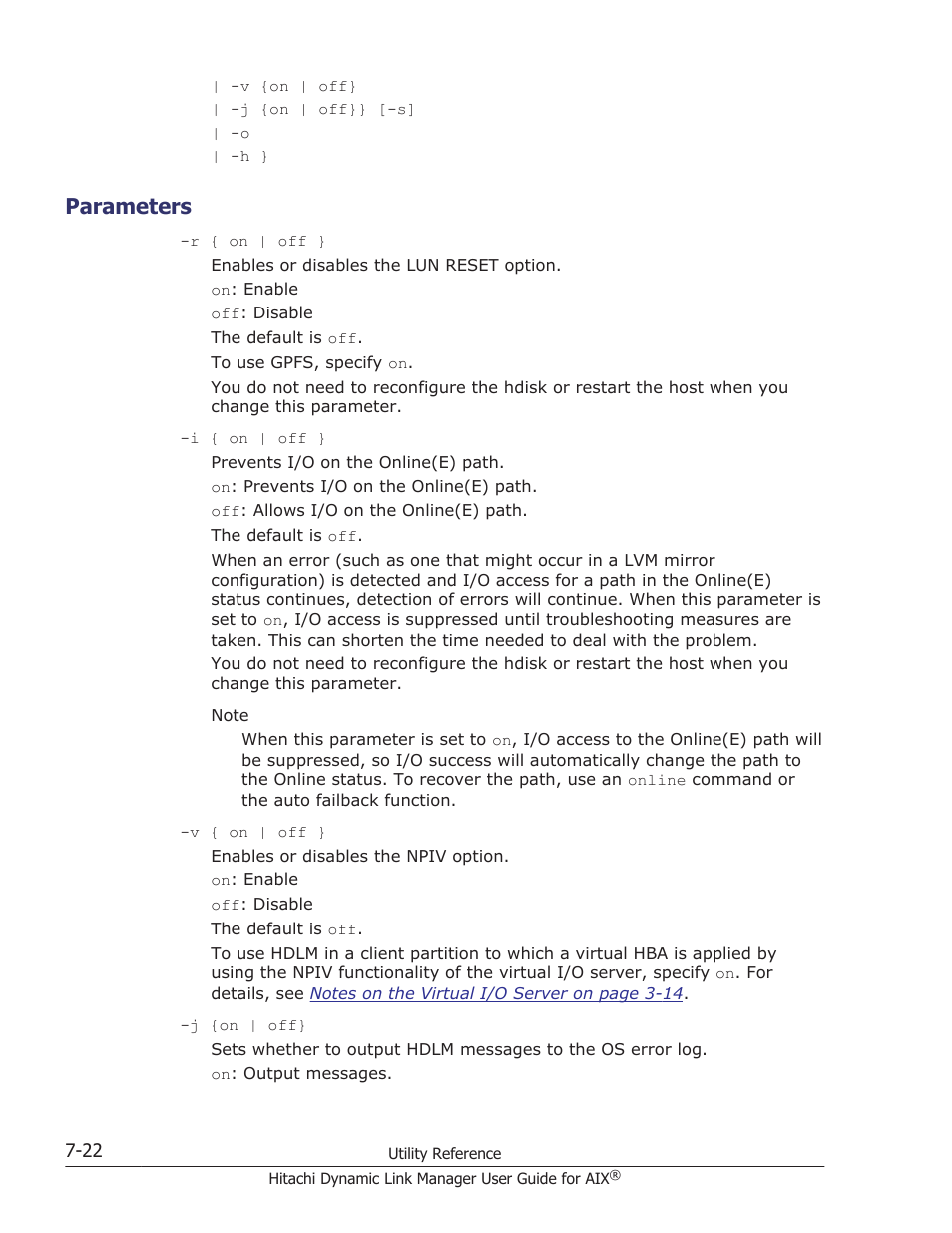 Parameters, Parameters -22 | HP XP P9500 Storage User Manual | Page 306 / 494