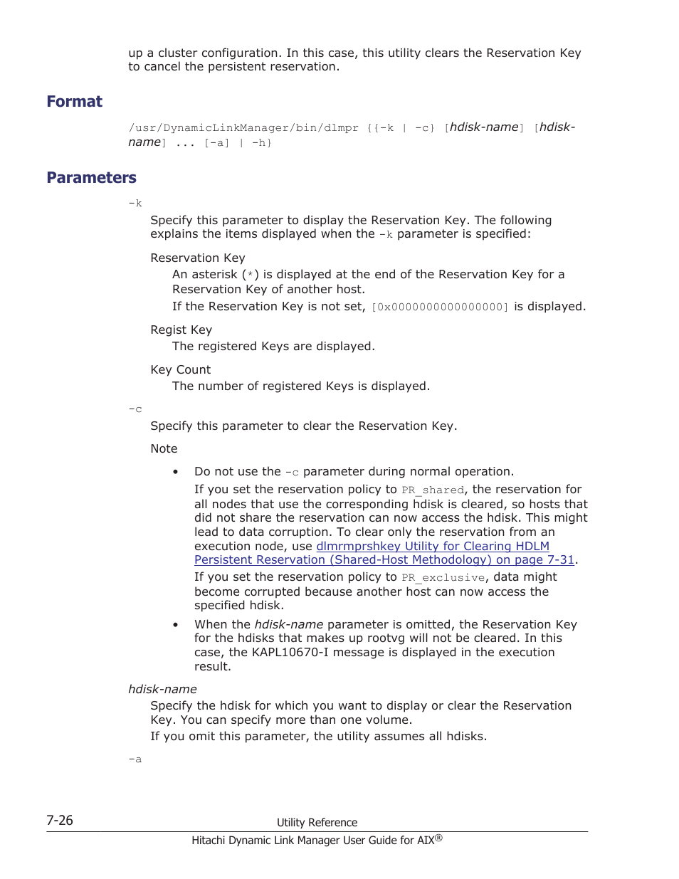 Format, Parameters, Format -26 | Parameters -26 | HP XP P9500 Storage User Manual | Page 310 / 494