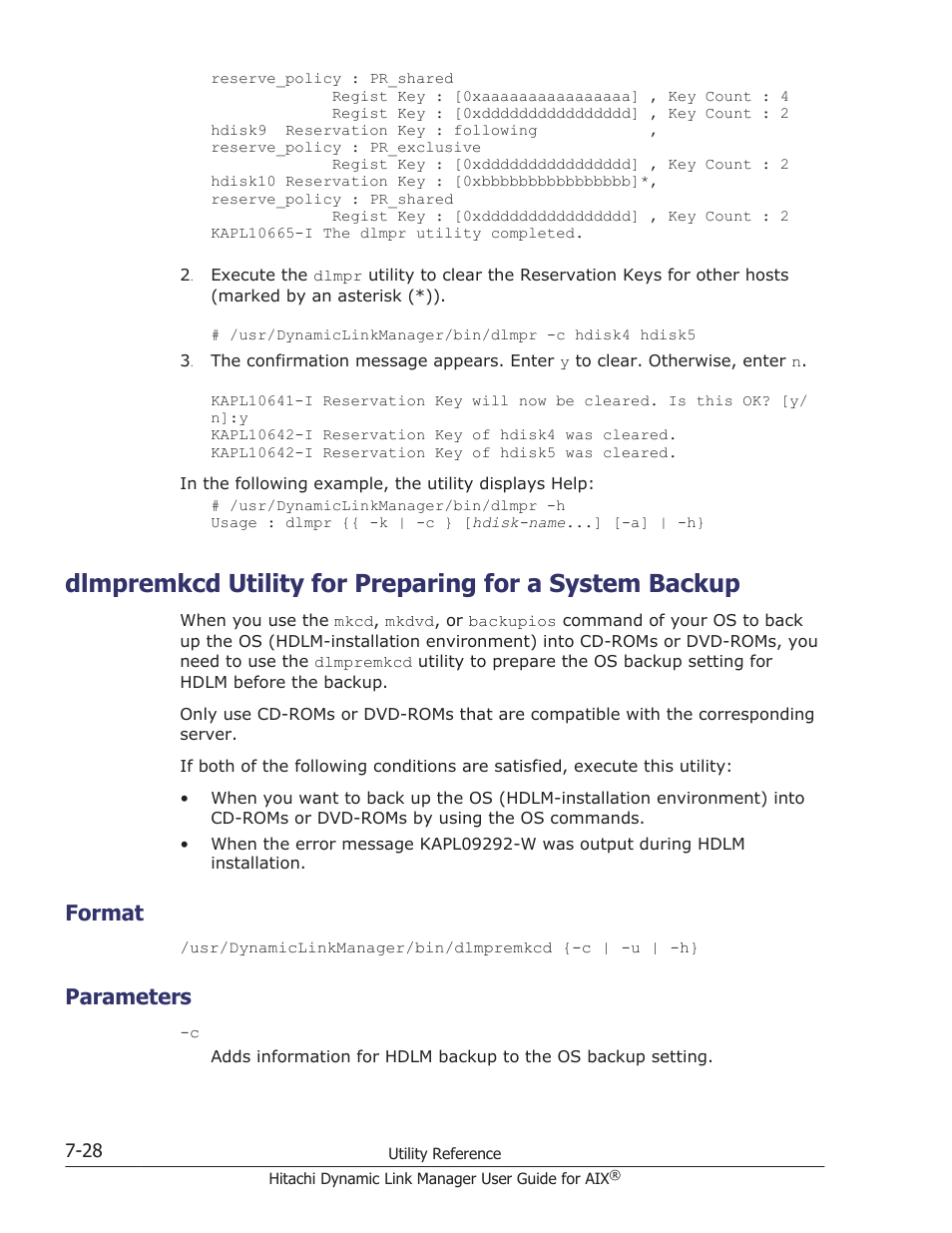 Format, Parameters, Format -28 | Parameters -28 | HP XP P9500 Storage User Manual | Page 312 / 494