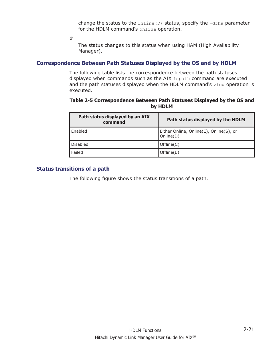 Status transitions of a path -21 | HP XP P9500 Storage User Manual | Page 43 / 494