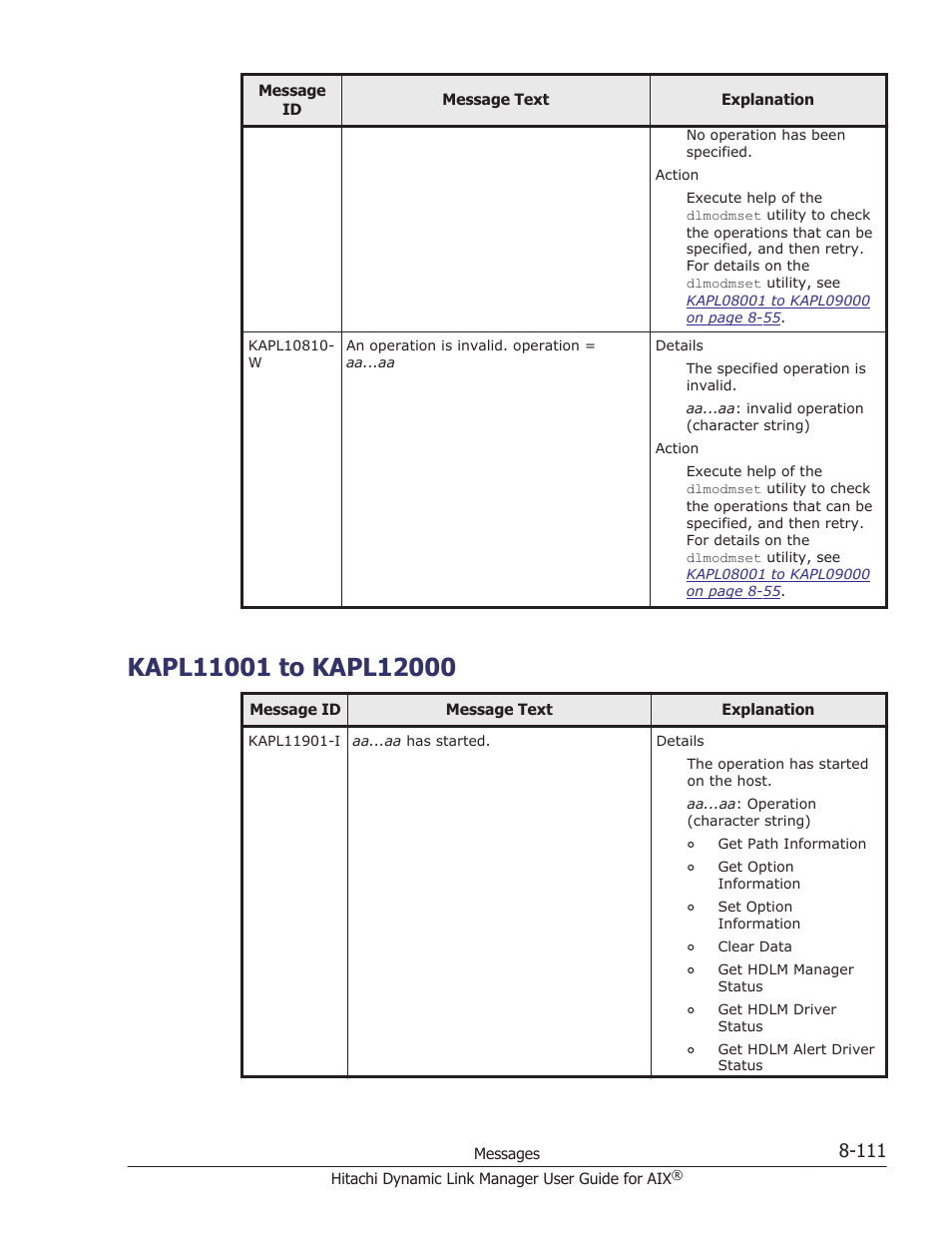Kapl11001 to kapl12000, Kapl11001 to kapl12000 -111 | HP XP P9500 Storage User Manual | Page 439 / 494