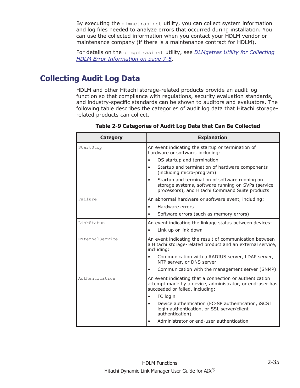 Collecting audit log data, Collecting audit log data -35 | HP XP P9500 Storage User Manual | Page 57 / 494