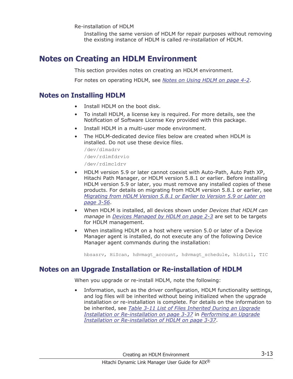 Notes on creating an hdlm environment, Notes on installing hdlm, Notes on creating an hdlm environment -13 | Notes on installing hdlm -13 | HP XP P9500 Storage User Manual | Page 79 / 494