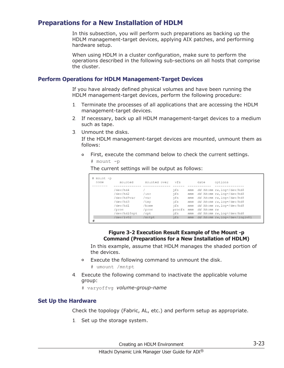 Preparations for a new installation of hdlm, Preparations for a new installation of hdlm -23, Set up the hardware -23 | HP XP P9500 Storage User Manual | Page 89 / 494