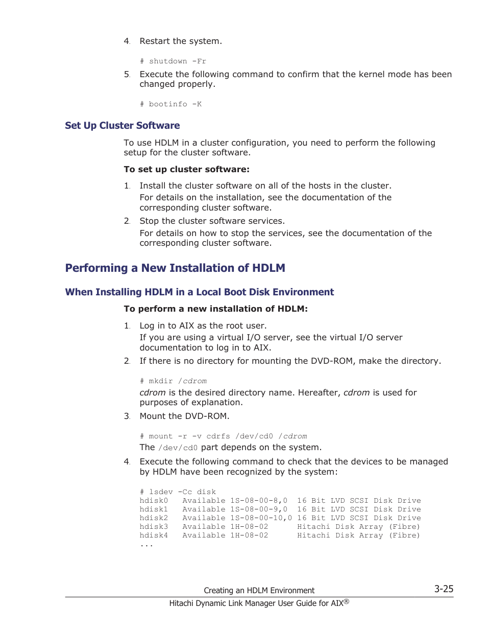 Performing a new installation of hdlm, Set up cluster software -25, Performing a new installation of hdlm -25 | HP XP P9500 Storage User Manual | Page 91 / 494