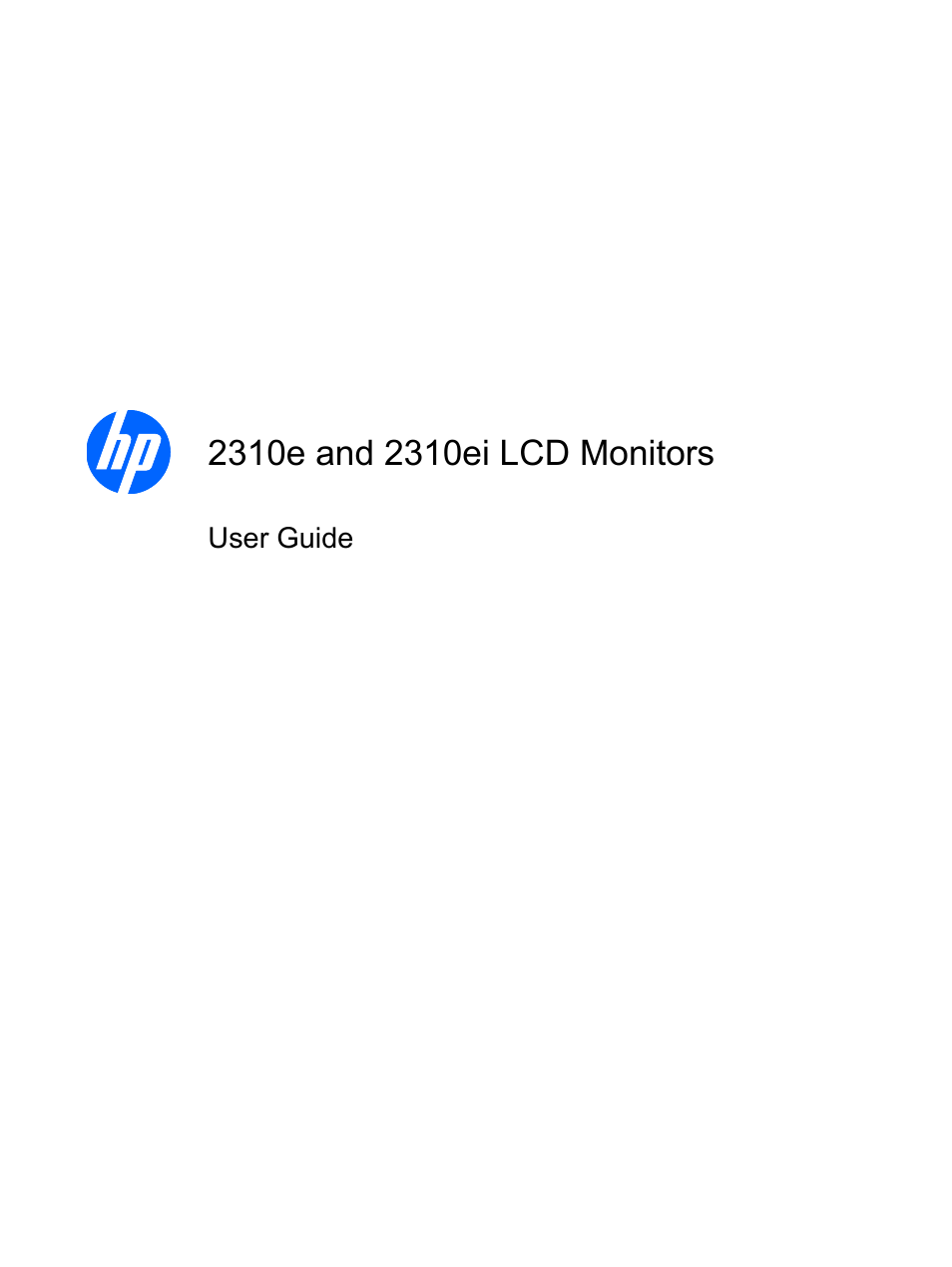 HP 2310e 23 inch Diagonal LCD Monitor User Manual | 38 pages