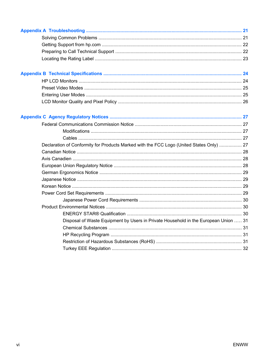 HP 2310e 23 inch Diagonal LCD Monitor User Manual | Page 6 / 38