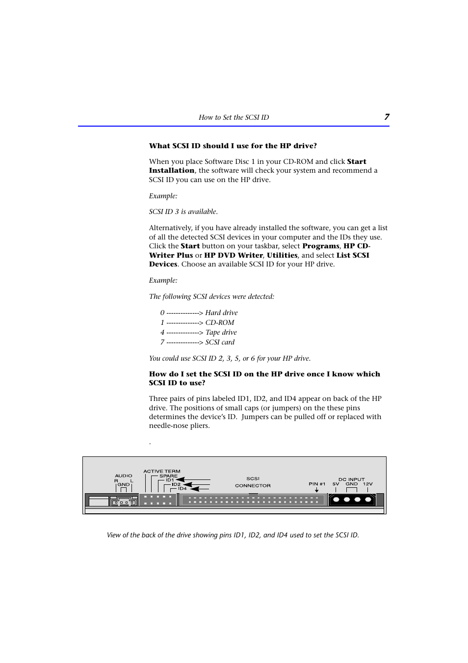 What scsi id should i use for the hp drive | HP CD-Writer Plus Internal 9200i Drive User Manual | Page 7 / 40