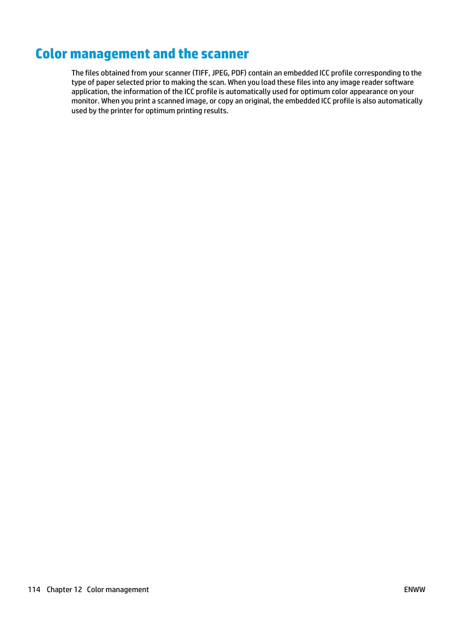 Color management and the scanner | HP Designjet T3500 Production eMFP User Manual | Page 124 / 278
