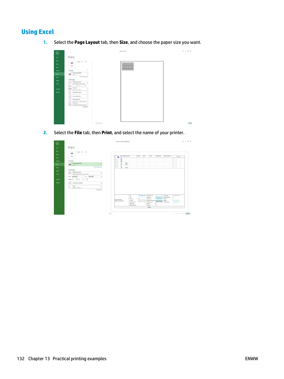 Using excel | HP Designjet T3500 Production eMFP User Manual | Page 142 / 278