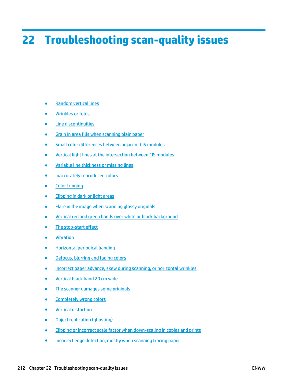Troubleshooting scan-quality issues, 22 troubleshooting scan-quality issues, Quality, please read | HP Designjet T3500 Production eMFP User Manual | Page 222 / 278