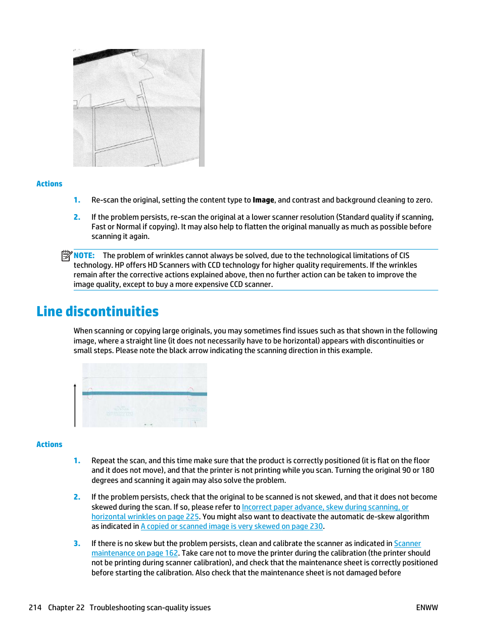 Line discontinuities | HP Designjet T3500 Production eMFP User Manual | Page 224 / 278