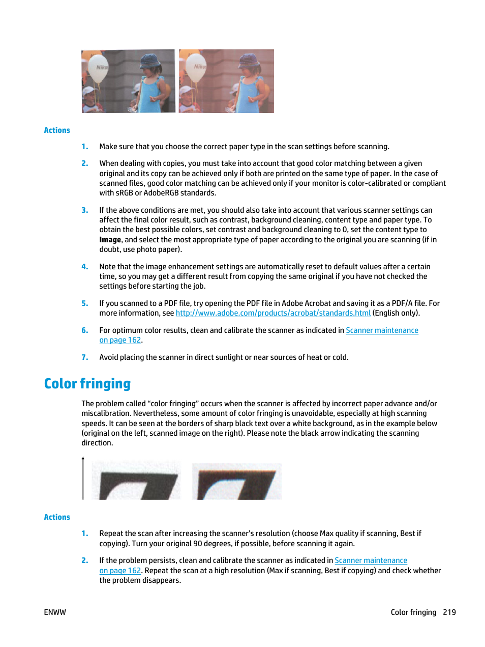 Color fringing | HP Designjet T3500 Production eMFP User Manual | Page 229 / 278