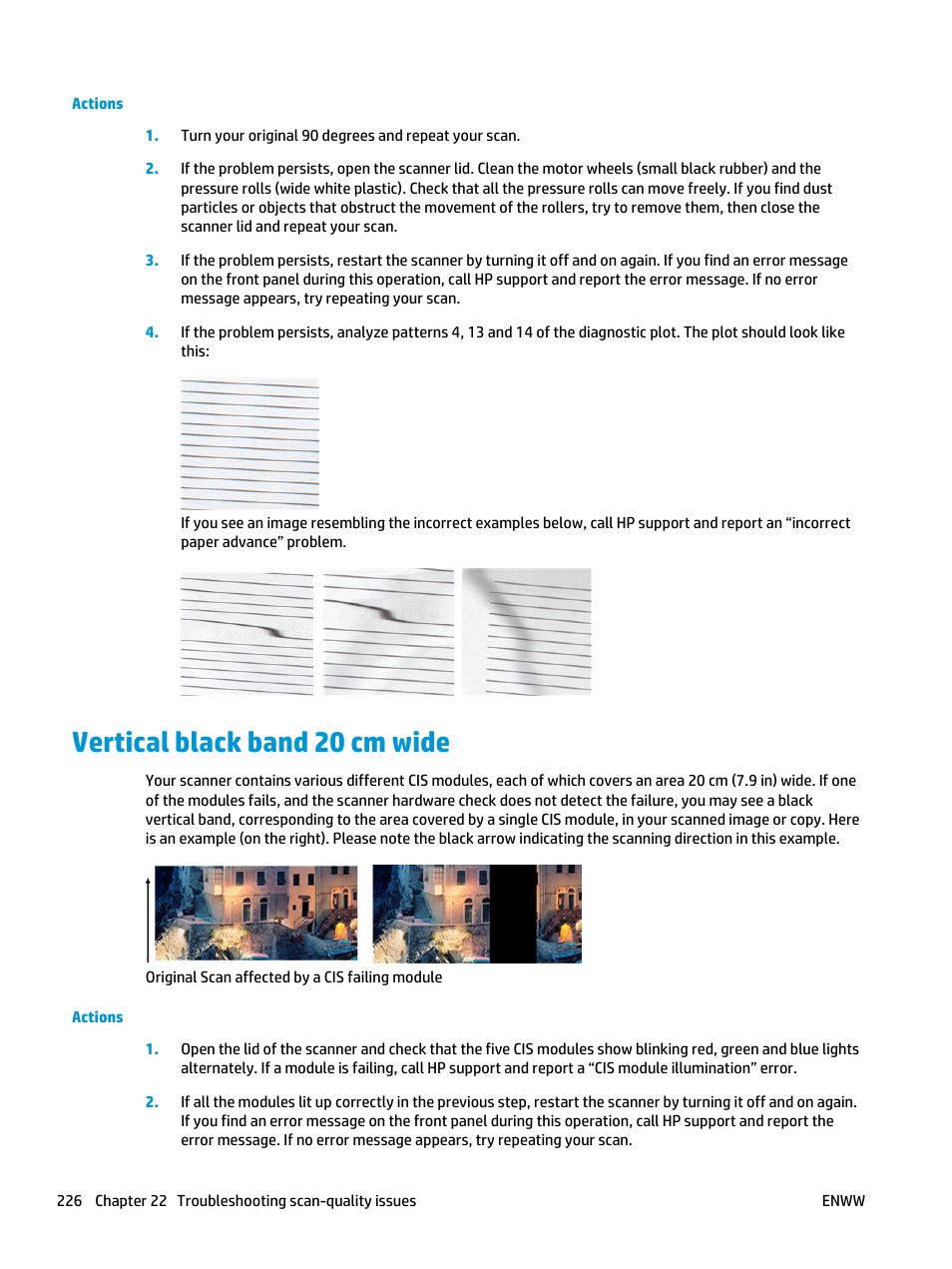 Vertical black band 20 cm wide | HP Designjet T3500 Production eMFP User Manual | Page 236 / 278
