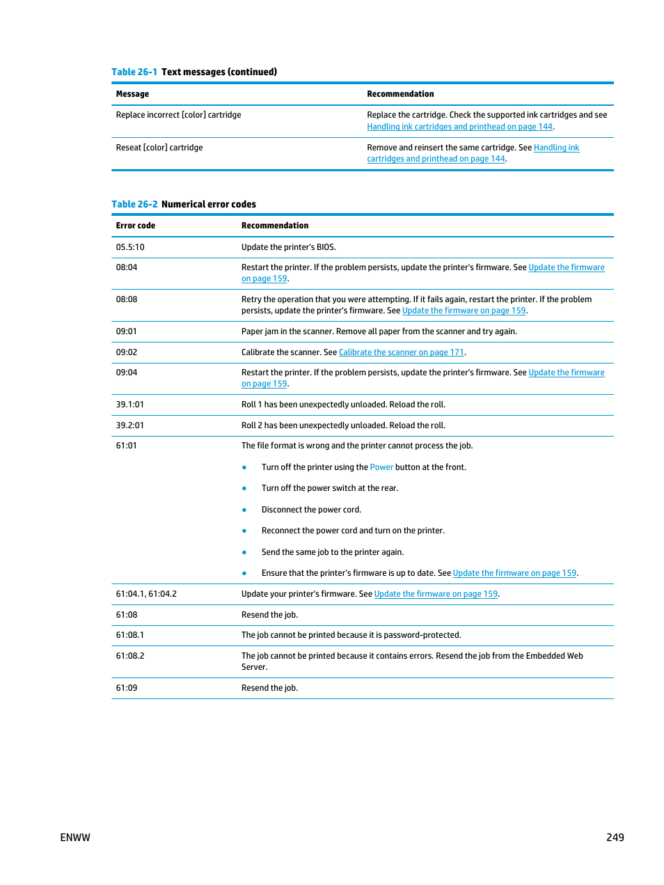 Enww 249 | HP Designjet T3500 Production eMFP User Manual | Page 259 / 278