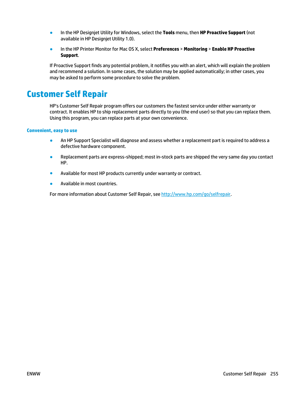 Customer self repair | HP Designjet T3500 Production eMFP User Manual | Page 265 / 278
