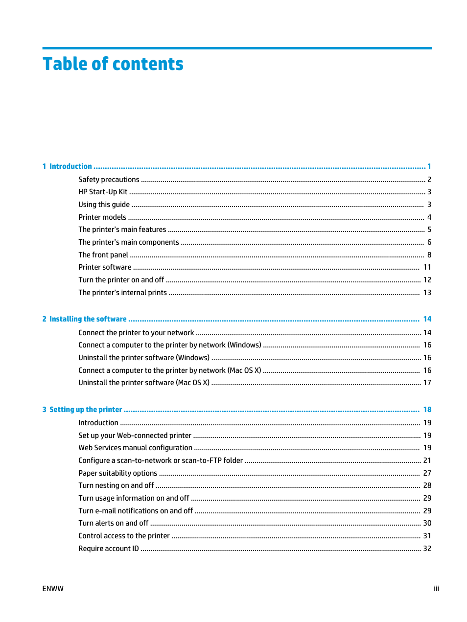 HP Designjet T3500 Production eMFP User Manual | Page 3 / 278