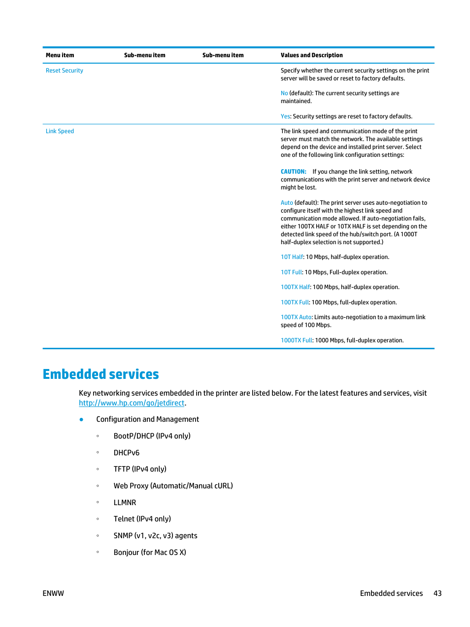 Embedded services | HP Designjet T3500 Production eMFP User Manual | Page 53 / 278