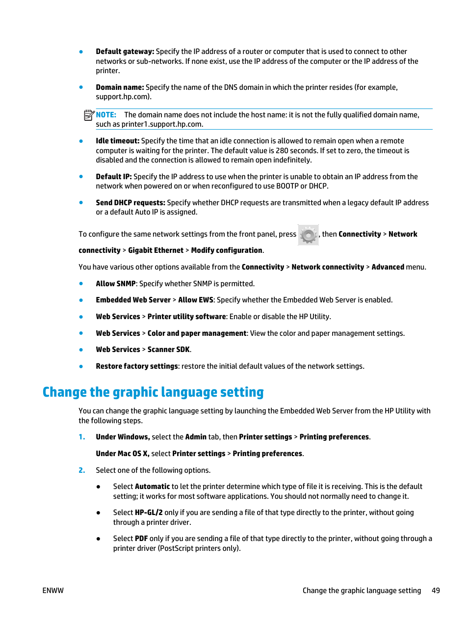 Change the graphic language setting | HP Designjet T3500 Production eMFP User Manual | Page 59 / 278
