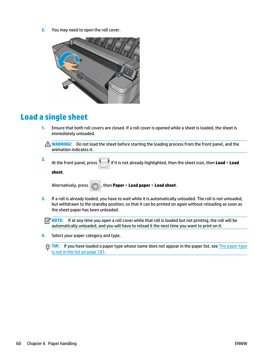 Load a single sheet | HP Designjet T3500 Production eMFP User Manual | Page 70 / 278