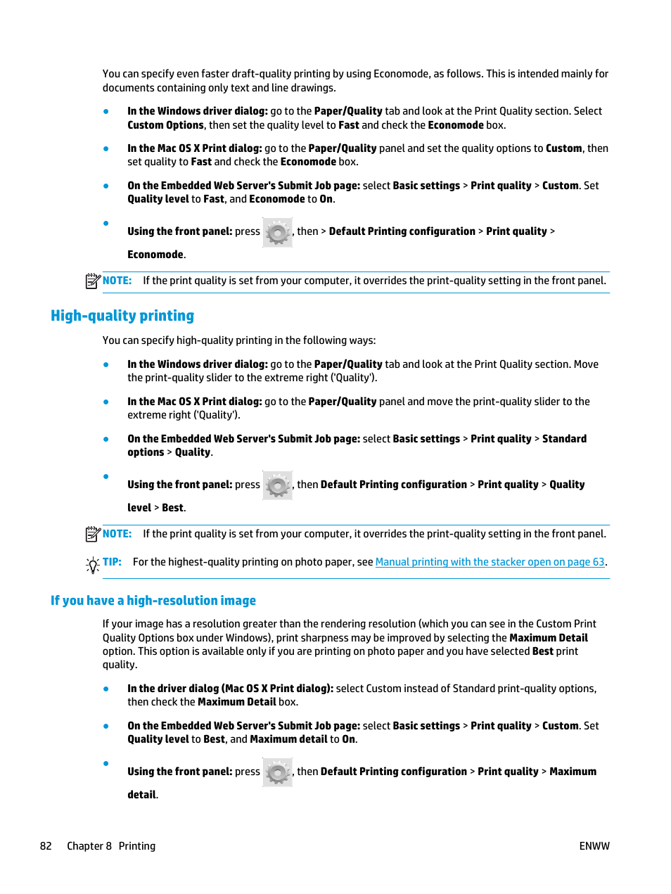 High-quality printing, If you have a high-resolution image | HP Designjet T3500 Production eMFP User Manual | Page 92 / 278