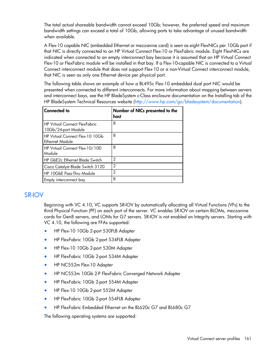 Sr-iov | HP Virtual Connect 4Gb Fibre Channel Module for c-Class BladeSystem User Manual | Page 161 / 308