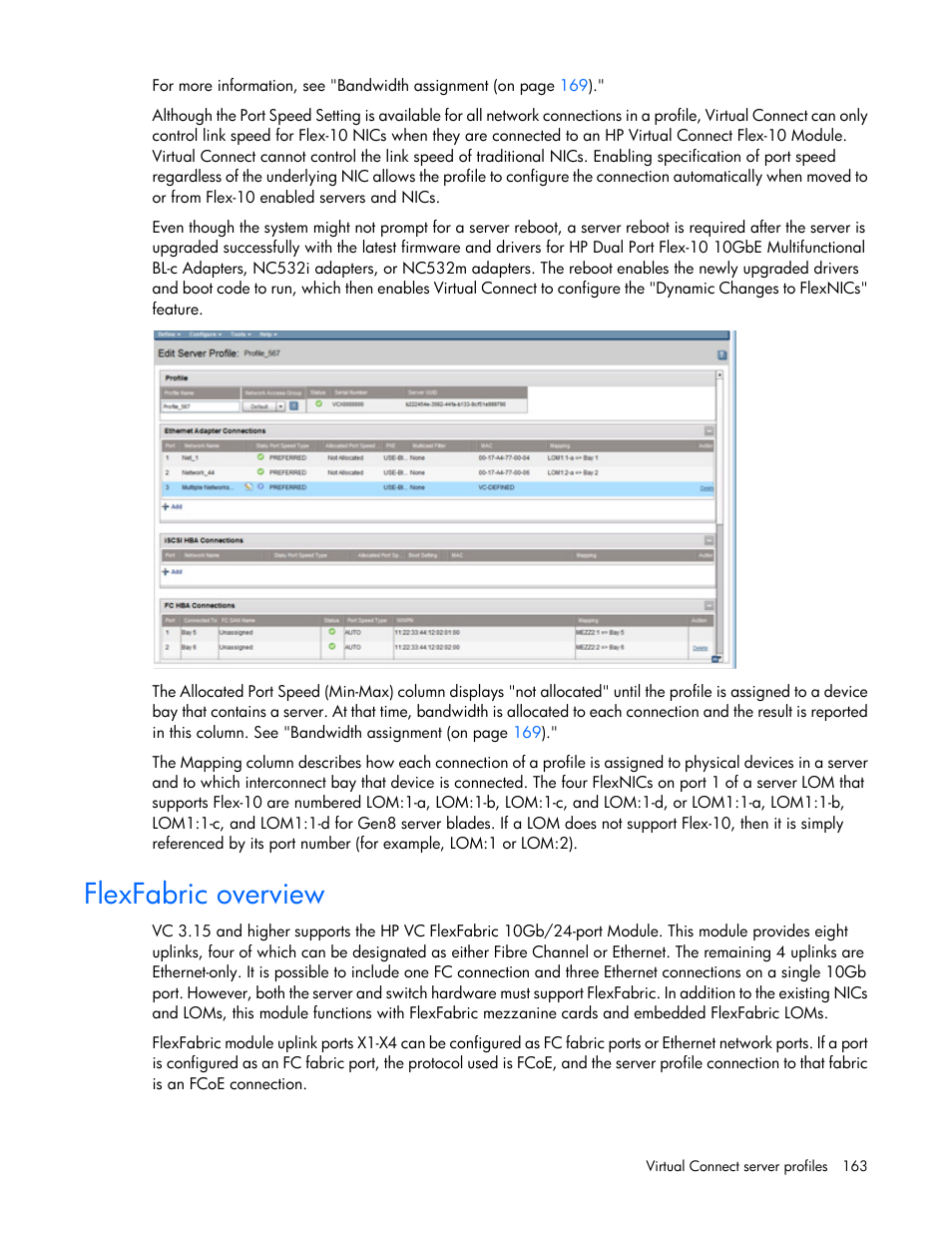 Flexfabric overview | HP Virtual Connect 4Gb Fibre Channel Module for c-Class BladeSystem User Manual | Page 163 / 308