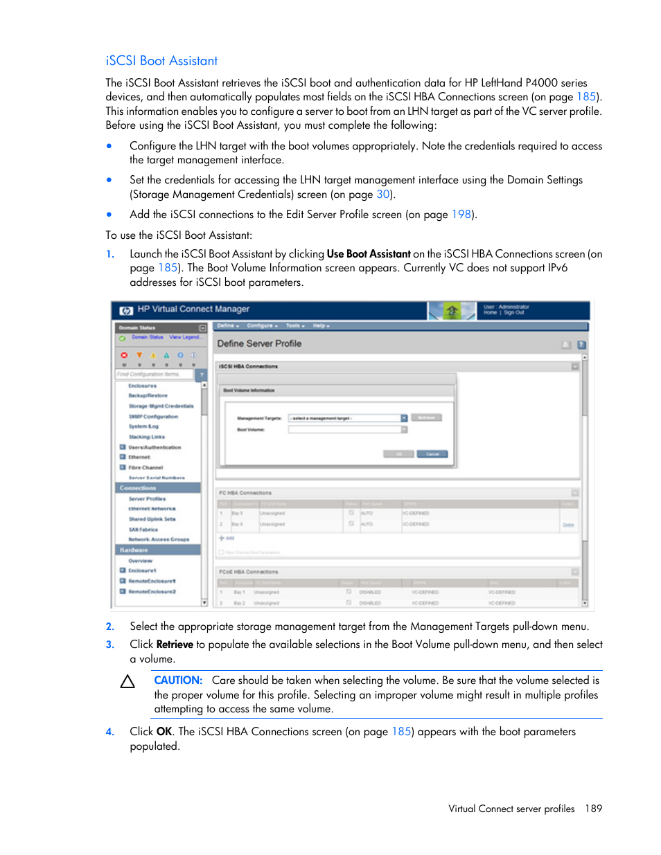 Iscsi boot assistant | HP Virtual Connect 4Gb Fibre Channel Module for c-Class BladeSystem User Manual | Page 189 / 308