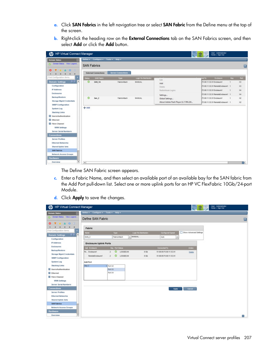 HP Virtual Connect 4Gb Fibre Channel Module for c-Class BladeSystem User Manual | Page 207 / 308